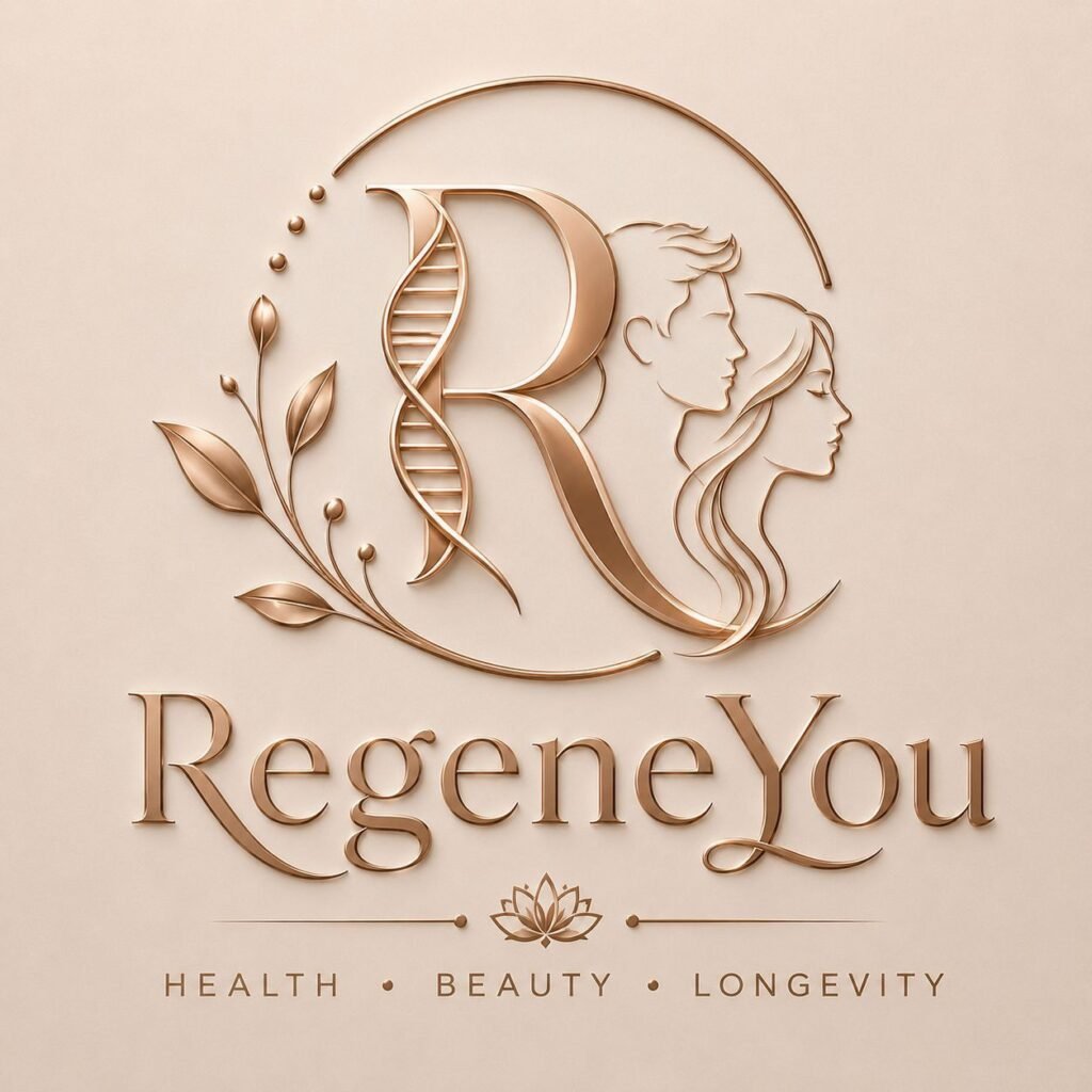 RegeneYou Health Beauty Longevity logo representing regenerative medicine, aesthetics, wellness, and longevity treatments.